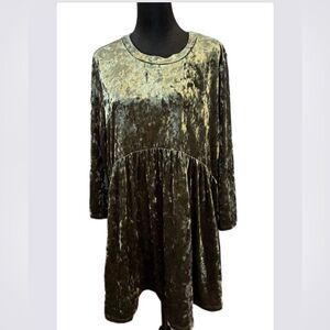 Paisley Grace Velvet green mini dress. Size 1X NWOT